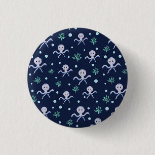 Octopus under the sea kids pattern 3 cm round badge