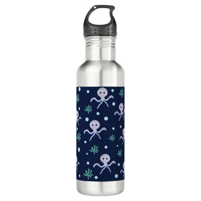 Octopus under the sea kids pattern 710 ml water bottle (Front)