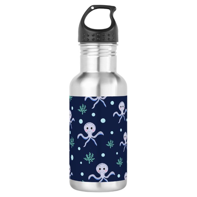 Octopus under the sea kids pattern 710 ml water bottle (Front)