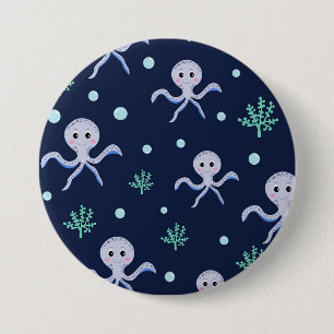 Octopus under the sea kids pattern 7.5 cm round badge