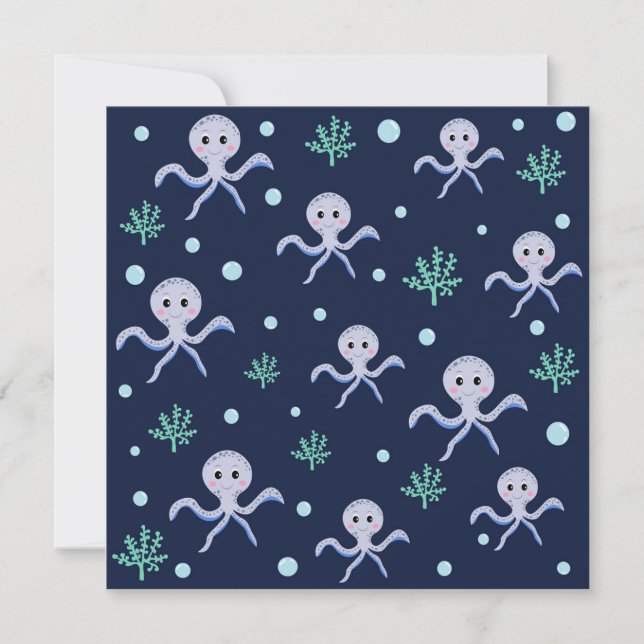 Octopus under the sea kids pattern announcement (Front)