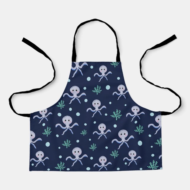 Octopus under the sea kids pattern apron (Front)
