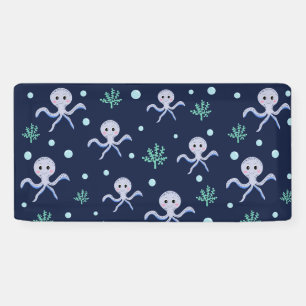 Octopus under the sea kids pattern banner