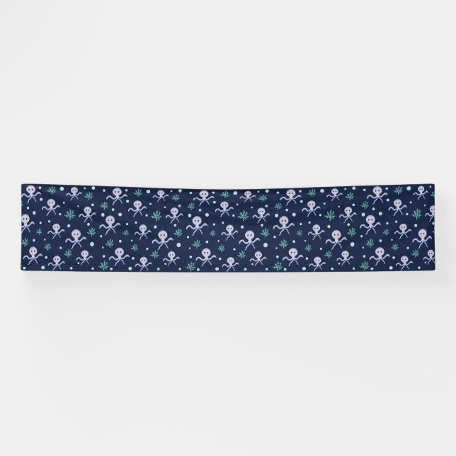 Octopus under the sea kids pattern banner (Horizontal)