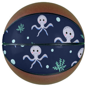 Octopus under the sea kids pattern basketball