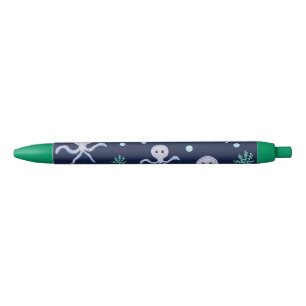 Octopus under the sea kids pattern black ink pen
