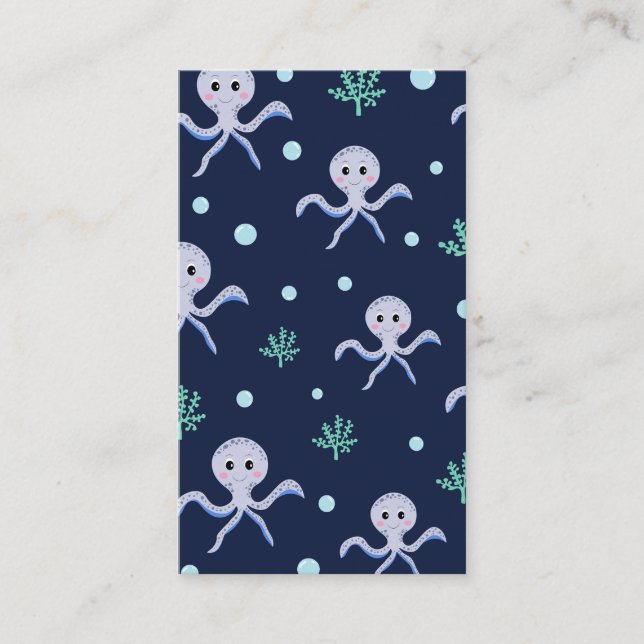Octopus under the sea kids pattern calling card (Front)