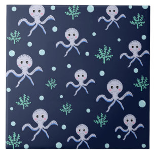 Octopus under the sea kids pattern ceramic tile