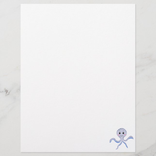 Octopus under the sea kids pattern custom letterhead (Front)