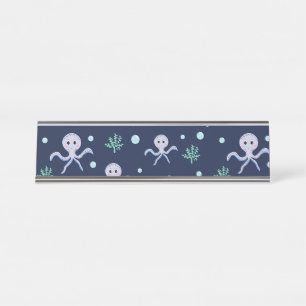 Octopus under the sea kids pattern desk name plate