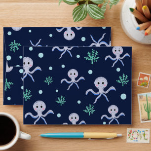 Octopus under the sea kids pattern envelope