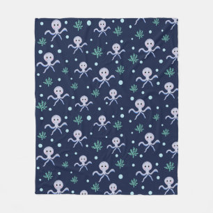 Octopus under the sea kids pattern fleece blanket