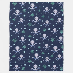 Octopus under the sea kids pattern fleece blanket