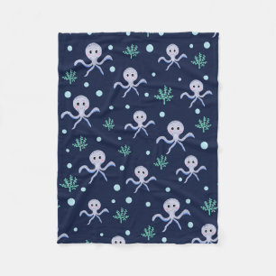 Octopus under the sea kids pattern fleece blanket