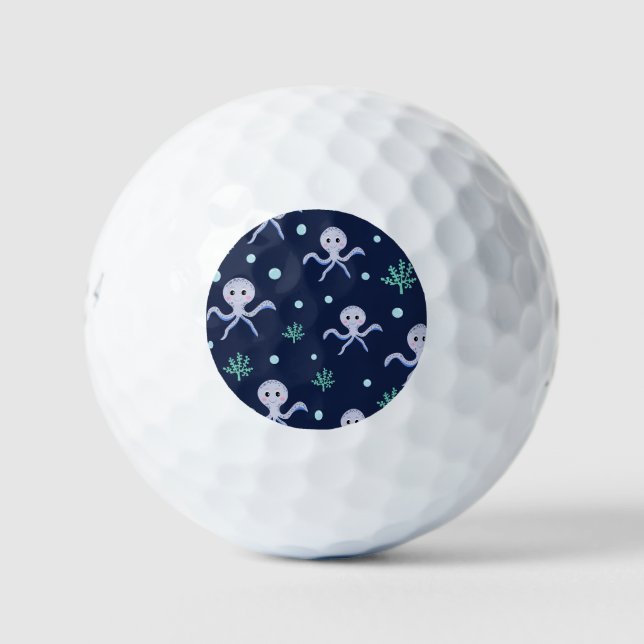 Octopus under the sea kids pattern golf balls (Front)