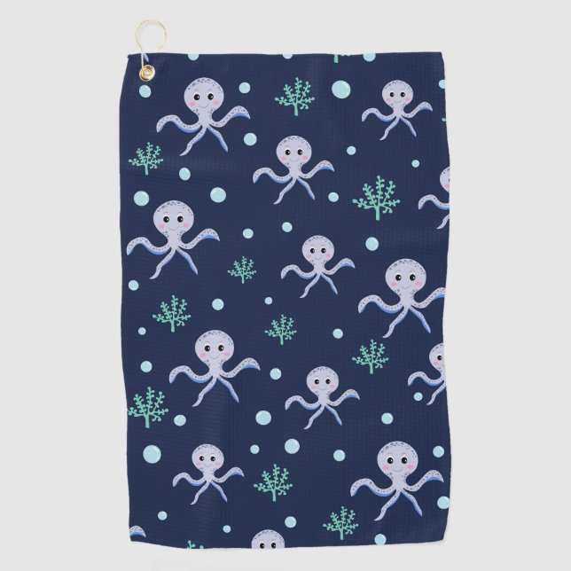 Octopus under the sea kids pattern golf towel (Front)