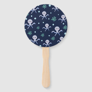 Octopus under the sea kids pattern hand fan