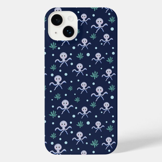 Octopus under the sea kids pattern iPhone case (Back)