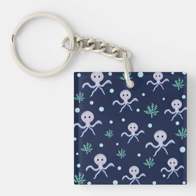 Octopus under the sea kids pattern key ring (Front)