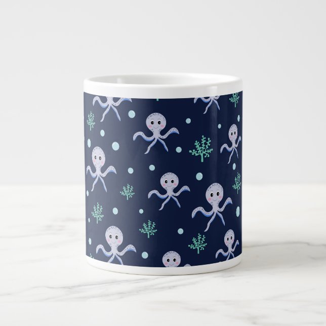 Octopus under the sea kids pattern large coffee mug (Front)