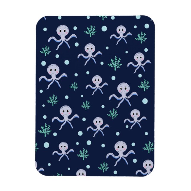 Octopus under the sea kids pattern magnet (Vertical)