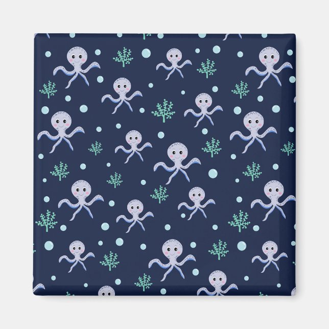 Octopus under the sea kids pattern magnet (Front)