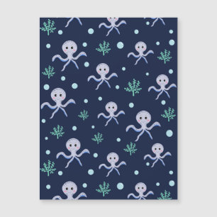 Octopus under the sea kids pattern magnetic invitation