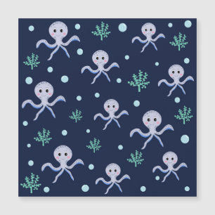 Octopus under the sea kids pattern magnetic invitation