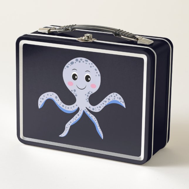Octopus under the sea kids pattern metal lunch box (Front)