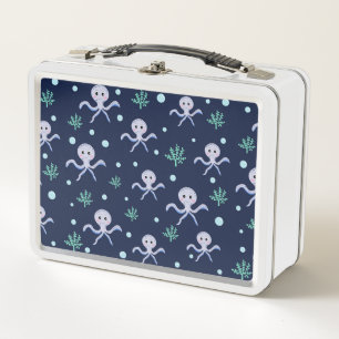 Octopus under the sea kids pattern metal lunch box