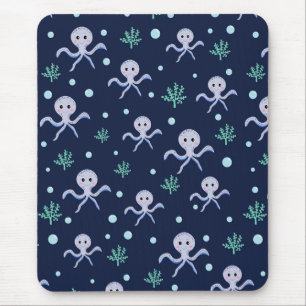 Octopus under the sea kids pattern mouse pad