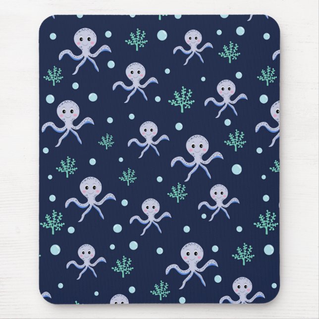 Octopus under the sea kids pattern mouse pad (Front)