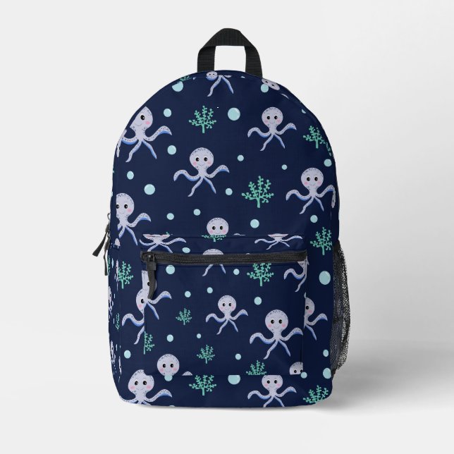 Octopus under the sea kids pattern printed backpack (Front)
