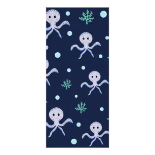 Octopus under the sea kids pattern rack card