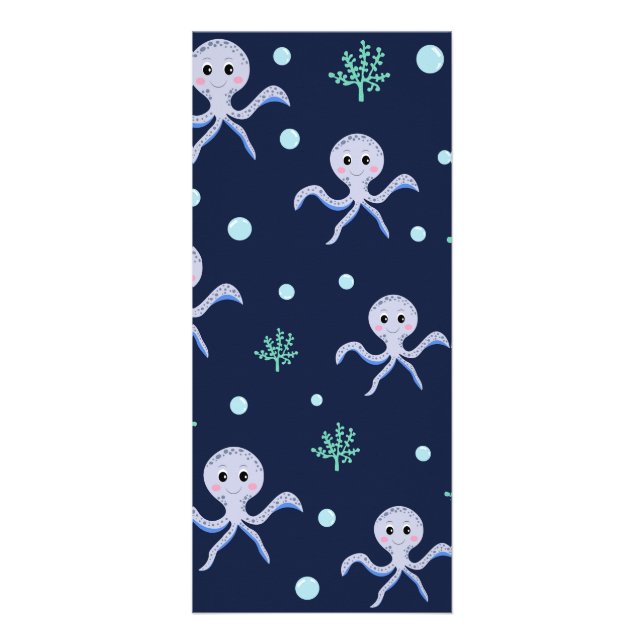 Octopus under the sea kids pattern rack card (Front)