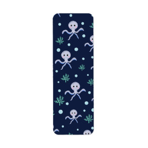 Octopus under the sea kids pattern return address label