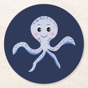 Octopus under the sea kids pattern round paper coaster