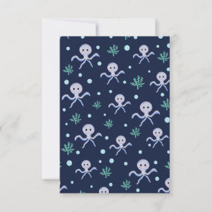 Octopus under the sea kids pattern RSVP card