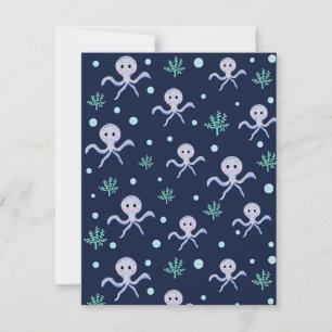 Octopus under the sea kids pattern RSVP card