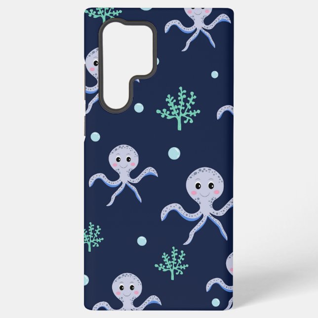 Octopus under the sea kids pattern samsung galaxy s22 ultra case (Back)