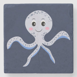 Octopus under the sea kids pattern stone coaster