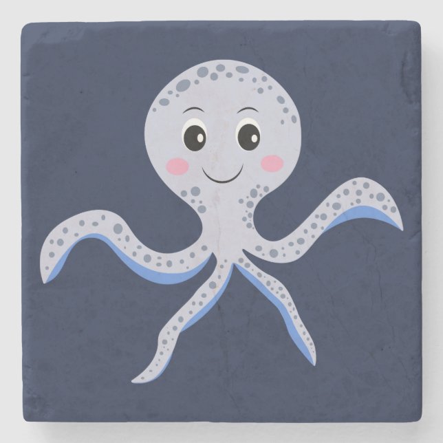Octopus under the sea kids pattern stone coaster (Front)