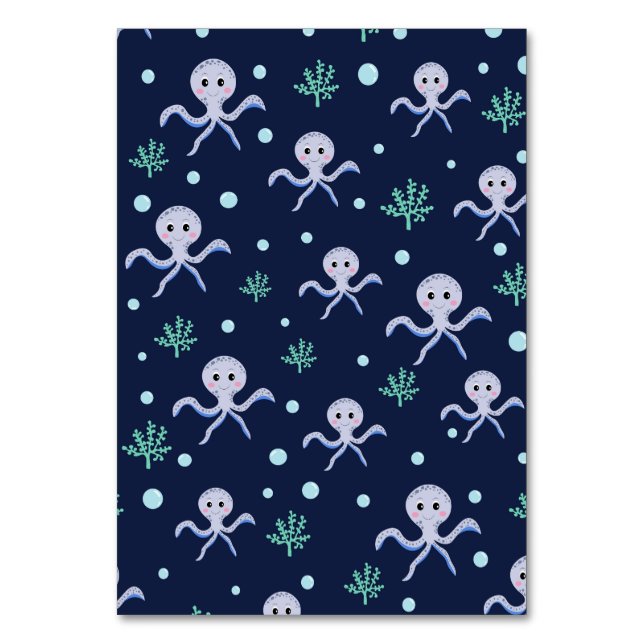 Octopus under the sea kids pattern table number (Front)