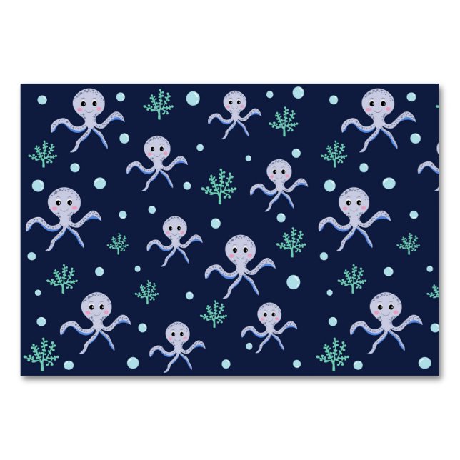Octopus under the sea kids pattern table number (Front)