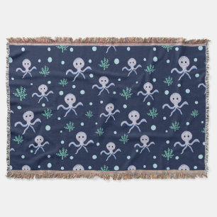 Octopus under the sea kids pattern throw blanket