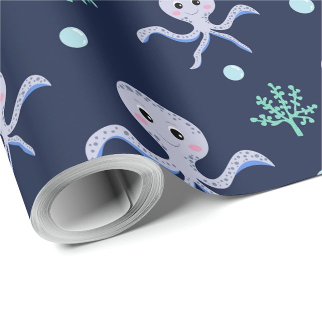 Octopus under the sea kids pattern wrapping paper (Roll Corner)