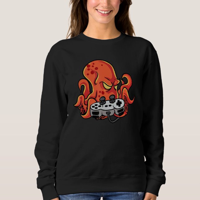 Octopus Video Gamer With Controller Console Game P Sweatshirt (Front)