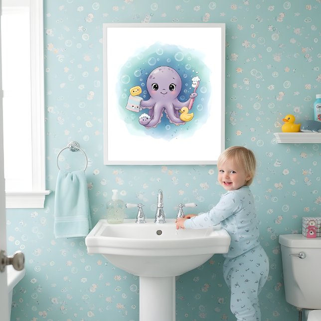 Octopus Wash Station Kids Bathroom Wall Art (Creator Uploaded)