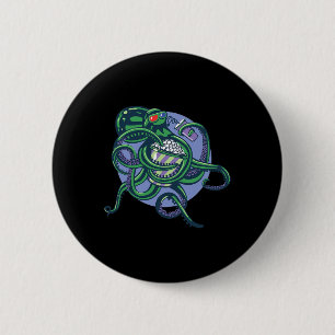 Octopus Watching A Movie - Detailed Graphic Design 6 Cm Round Badge
