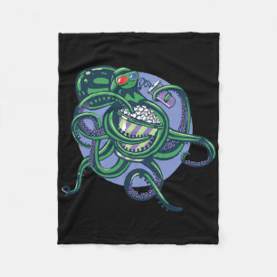 Octopus Watching A Movie - Detailed Graphic Design Fleece Blanket